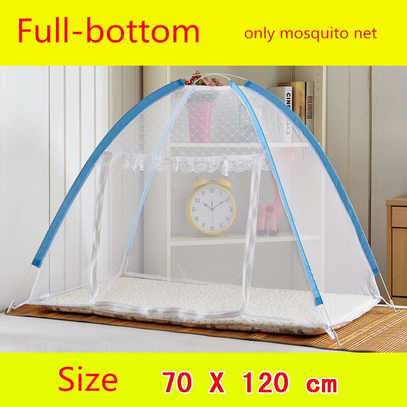 Sød baby krybbe net bærbar foldbar komfortabel baby mongolsk yurt myggenet baby seng telt myggenet: Blå 70 x 120cm