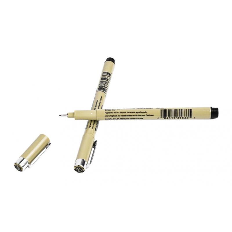 Micro Pen 08 Black Ink Marker Fine Point Felt Tip Pen for Artist Drawing, Pack of 2