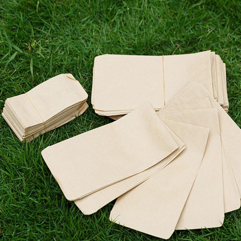 100pcs Kraft Paper Bag Seed Storage Bag Portable Seed Bag Packaging Pouch Garden Tool (6x10cm, Sewing, 100pcs/Pack)