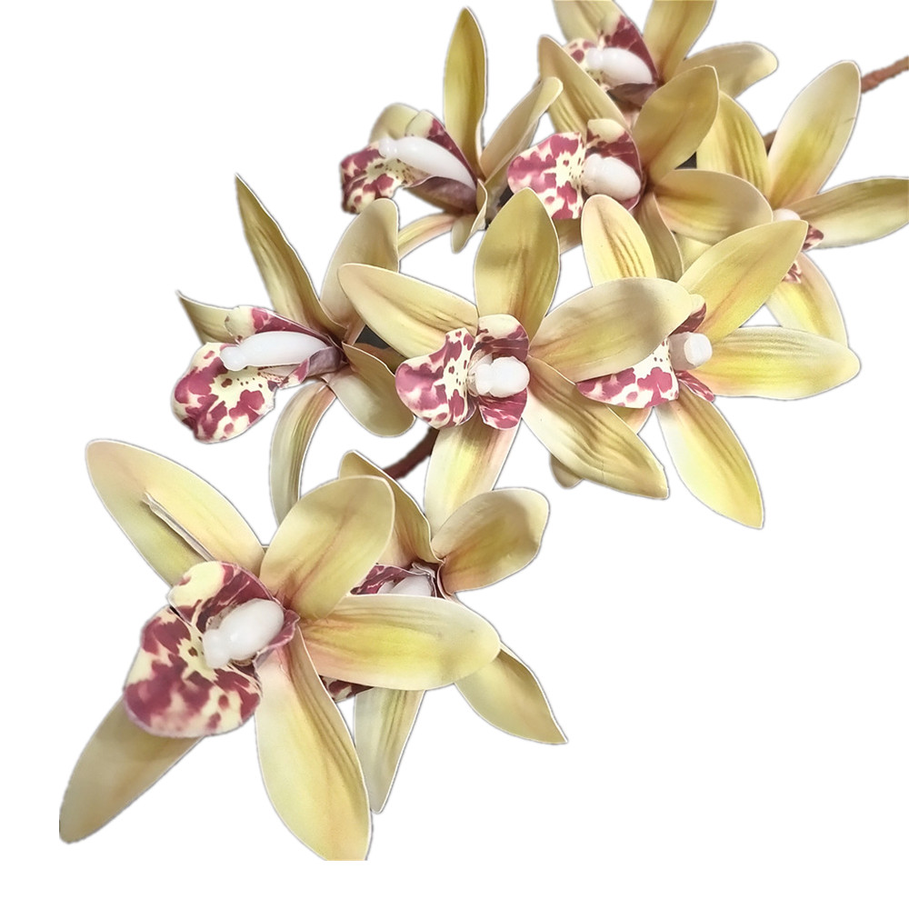One Real Touch Cymbidium Orchid Flower Plant Artificial 9 Heads Phalaenopsis Orchis for Wedding Home Decorative Flowers