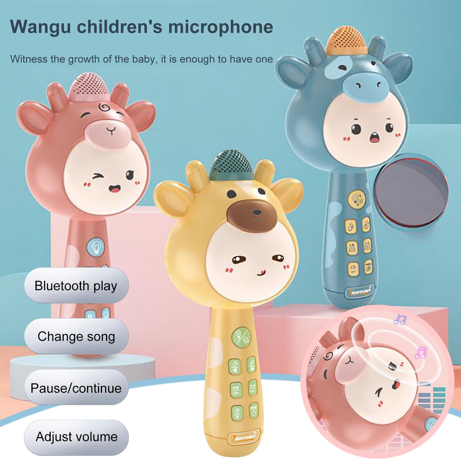 Bluetooth Draadloze Karaoke Microfoon Draagbare Handheld Speaker Machine Kinderen Muzikaal Speelgoed Klinkende Speelgoed Microfoon