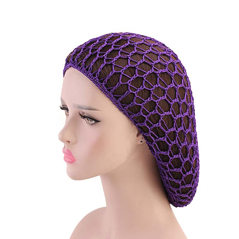 Women Ladies Soft Rayon Snood Hair Net Handmade Crocheted Hair Nets Mesh Breathable Hair Styling Hat Hatnight Cap Cheveux Femme: purple