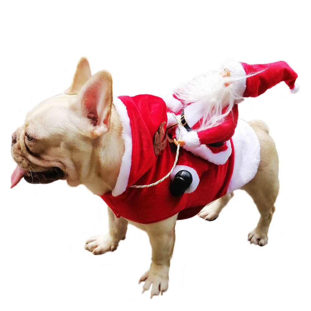 Weihnachts Hundekostüm Santa Outfit - Verstellbar Mit Klett Für Weihnachten & Partys