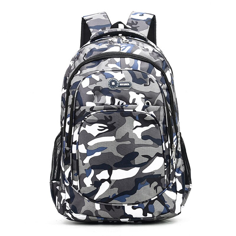 2 Sizes Camouflage Waterproof School Bags For Girls Boys Orthopedic Children Backpack Kids Book Bag Mochila Escolar Schoolbag: blue large-1