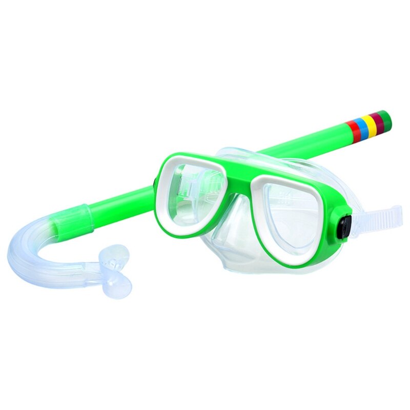 Kids Snorkel Set Snorkeling Mask Swimming Goggles with Snorkels Tube Diving Gear: Green