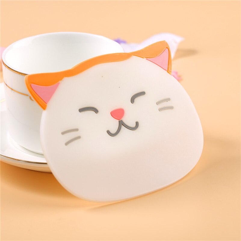 1 stykke lytwtw silikonbord matemat dalbane kjøkken tilbehør matte kopp bar krus tegneserie drikke pads doilies katt dyr kaffe: 5