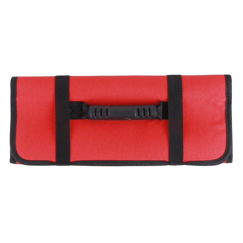 3 farve kok knivpose rullepose taske taske køkken madlavning bærbare holdbare opbevaringslommer sort blå rød: Rød
