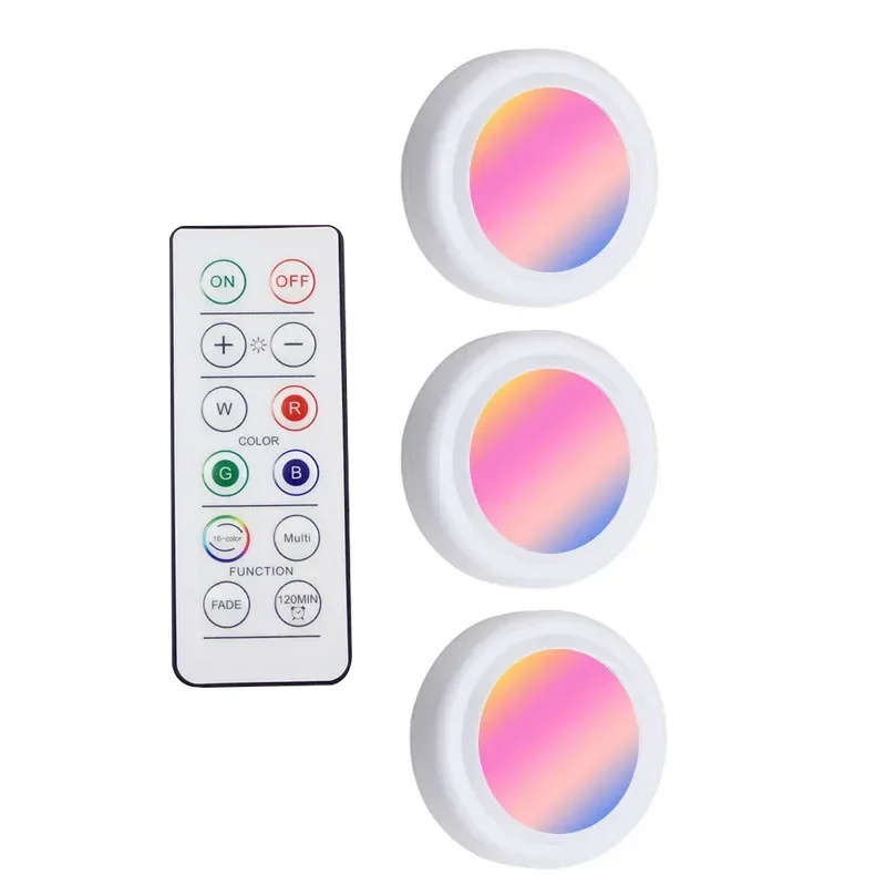 Trådløs skaplampe med fjernkontroll led-dimbar nattlampe rgb-farget led-lys for garderobebelysning i hjemmet: Hvit