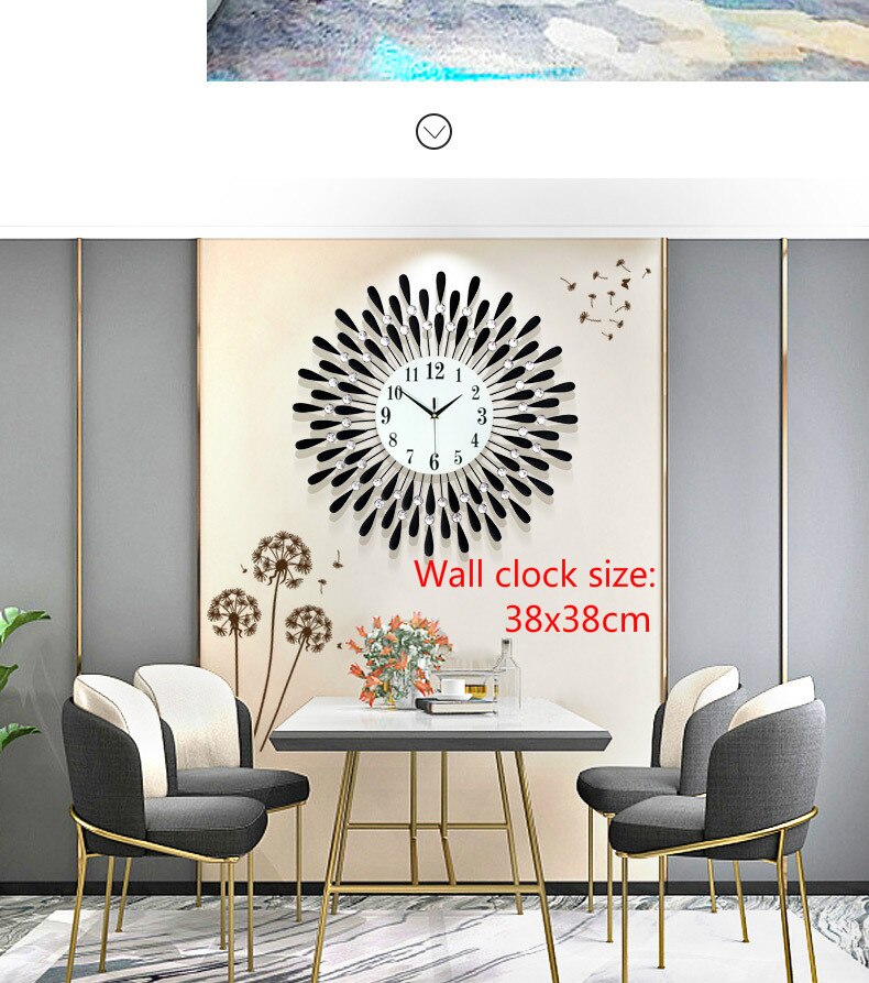 Nieuw Wandklok Crystal Zon Moderne Stijl Stille Klokken Voor Woonkamer Office Home Decoratie Digitale Wandklok 38X38cm