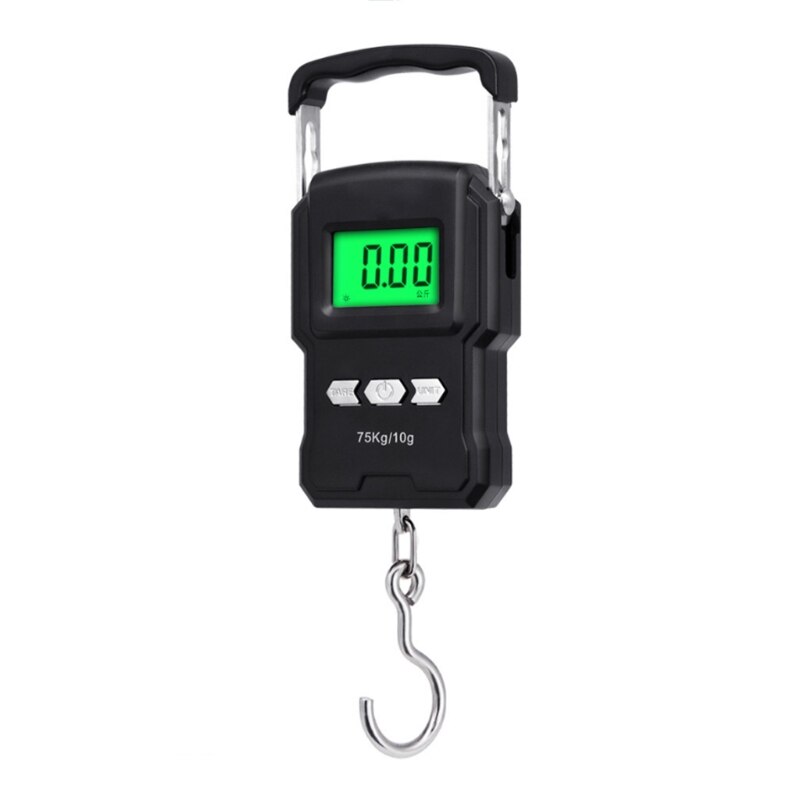 Fishing Scales 165lb/75kg Electronic Weighing Balance Digital Hanging Hook Scale Backlit LCD Screen Measuring Scales Gadget 4XFA