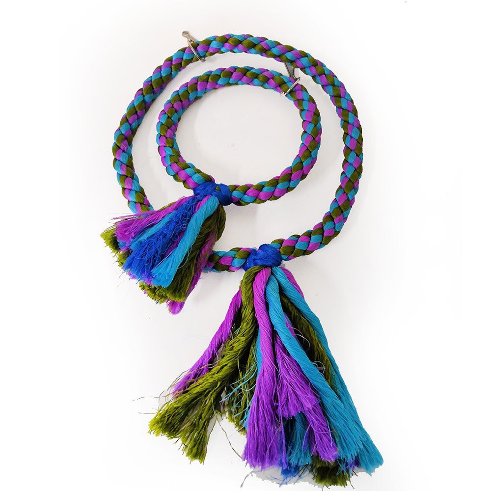 Bird Toy Woven Cotton Rope Parrot Swing Toy Funny Geometric Bird Stand Chewing Rack Parrot Hanging Playing Toys Bird Accessories