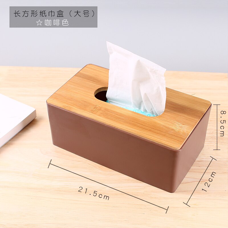 Bamboo Wood Tissue Box Rectangle Modern Style Home Multifunction Tissue Remote Control Container Organizer Kitchen Holdler: C--brown