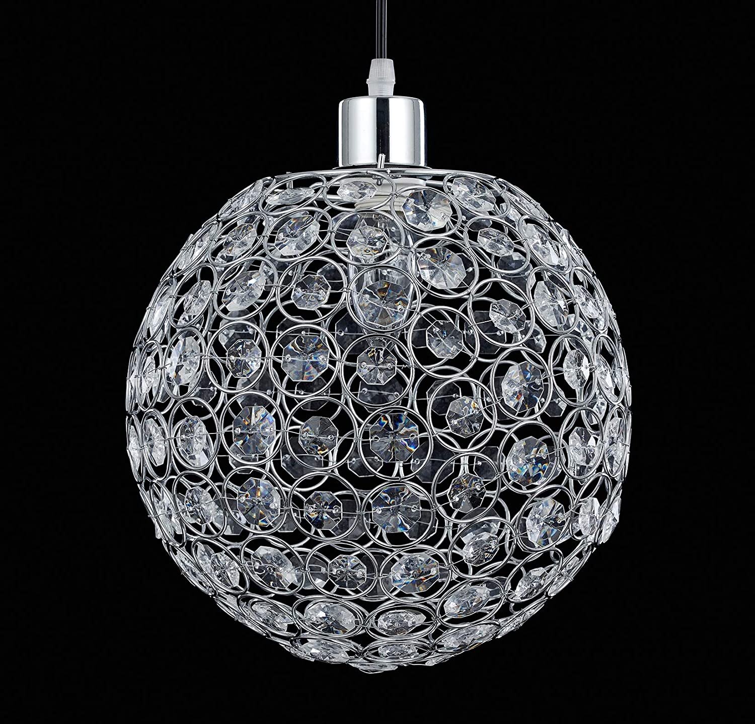 Acrylic Spherical Pendant Lampshade, Steel