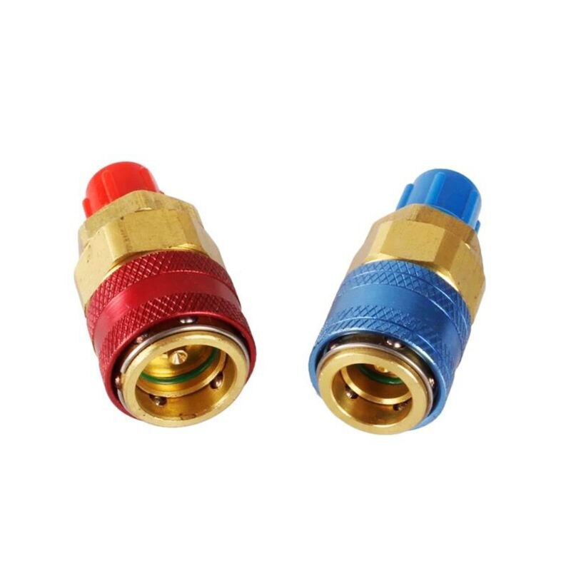 Conector de acoplador rápido para coche, adaptadores de latón para aire acondicionado, refrigerante, medidor de colector de CA ajustable, Freon R134A H/L, 1 par