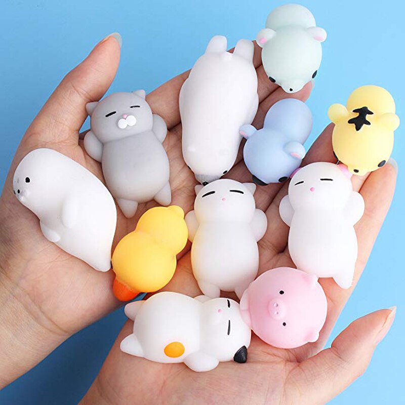 16 sztuk Squishy kot stres Mochi zwierzęta gniotki stres ulga Squishy zwierzęta Mochi kot Squishy z filcowa torba