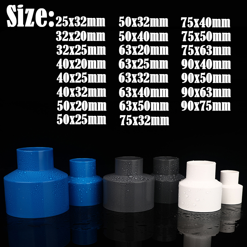 2 Stks/partij 20/32/40/50 20/25/32/40Mm Pvc Rechte Verminderen Connectors aquarium Fish Tank Adapter Tuin Watering Buis Connector