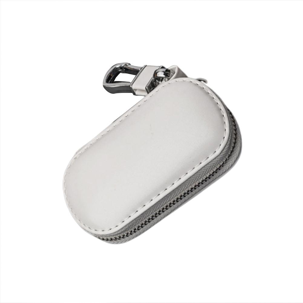 Autosleutel Tas multifunctionele Lederen Sleutel Case Voor Faraday Kooi Keyless Entry Key Fob Zakje Auto RFID Sleutel beveiliging Accessoires: White