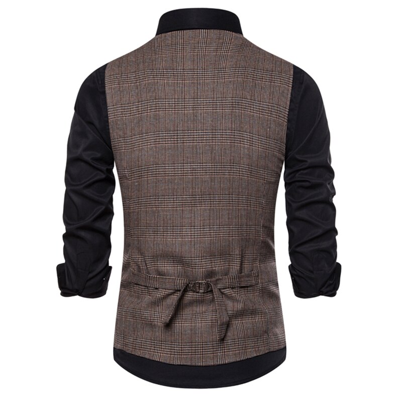 Ruelk lente herfst heren zakelijke slanke vesten heren geruite dubbele rij knopen casual vesten pasvorm herenpak voor mannen m -3xl