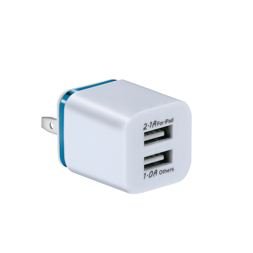 EU US Plug Dual USB Charger 5V / 2A Fast Charging USB Charger Tablet Universal Mobile Phone Wall Adapter for iPhone XS Max/1.2: Blue 