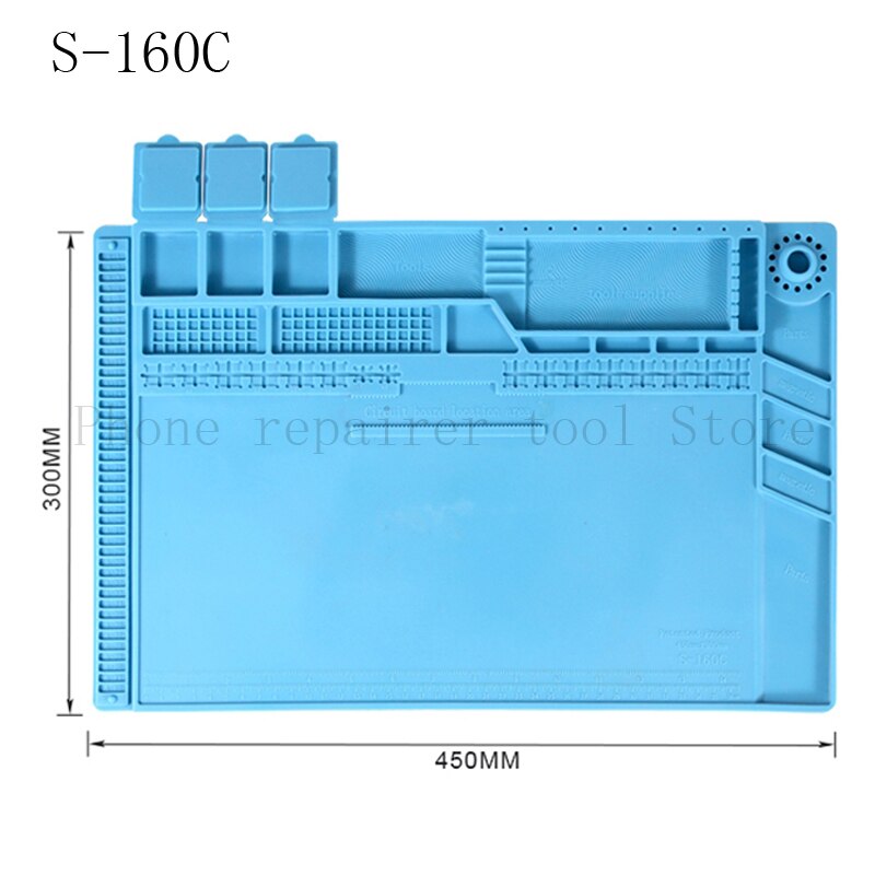 Big Size S-180 S-160 Bga Isolatie Silicone Solderen Pad Telefoon Reparatie Onderhoud Platform Bureau Mat Met Magnetische Sectie: S-160c