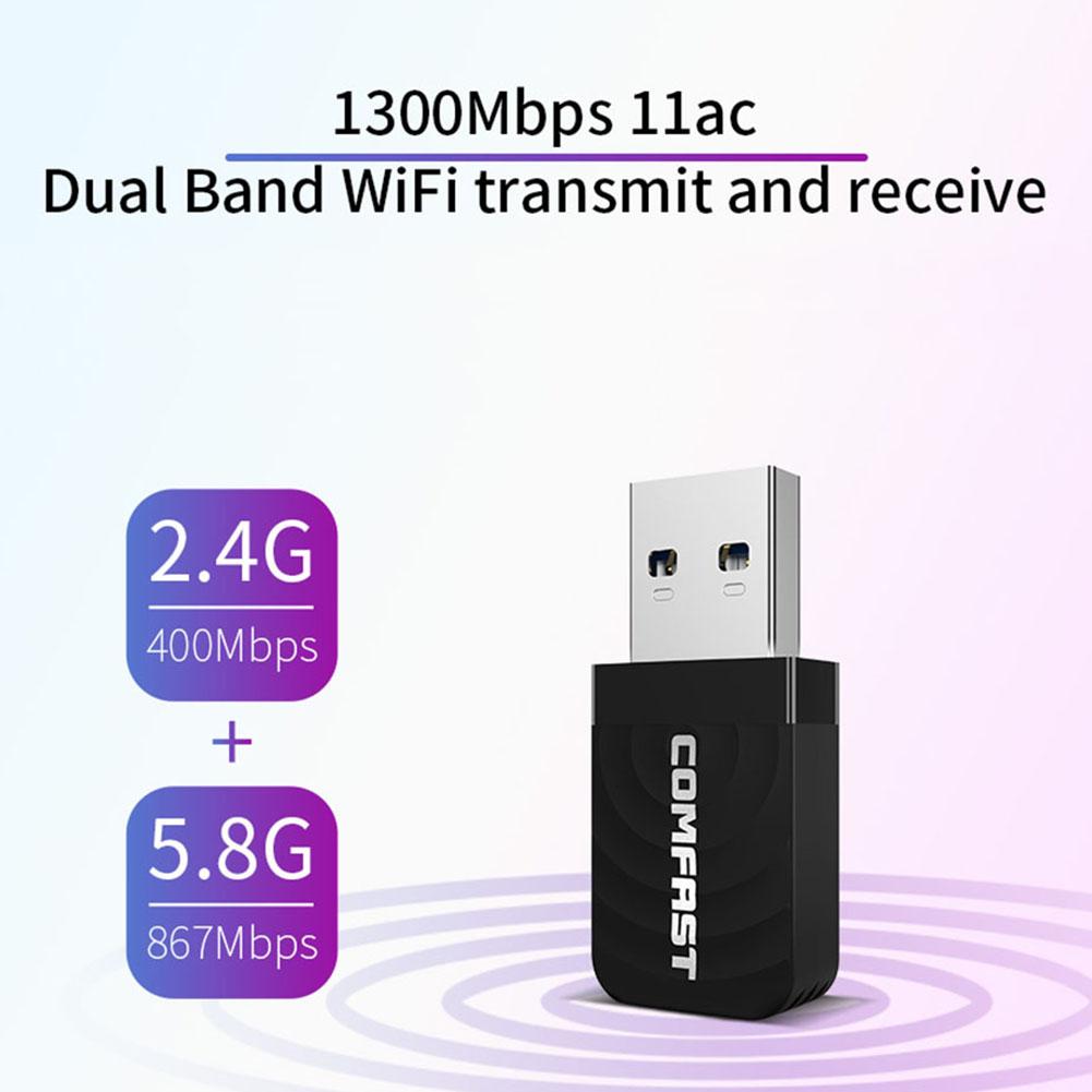 COMFAST Mini USB 3.0 Wireless Network Card 1300Mbps Ethernet WiFi Dongle Adapter Receiver 802.11 b/g/n 5.8/2.4GHz Dual Band