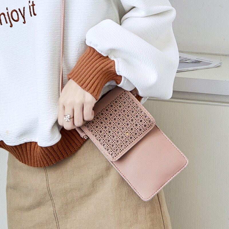 Cross Body Mobile Phone Bag Touching Screen Clear Window Mini Purse Cell Phone Bag Pouch FS99
