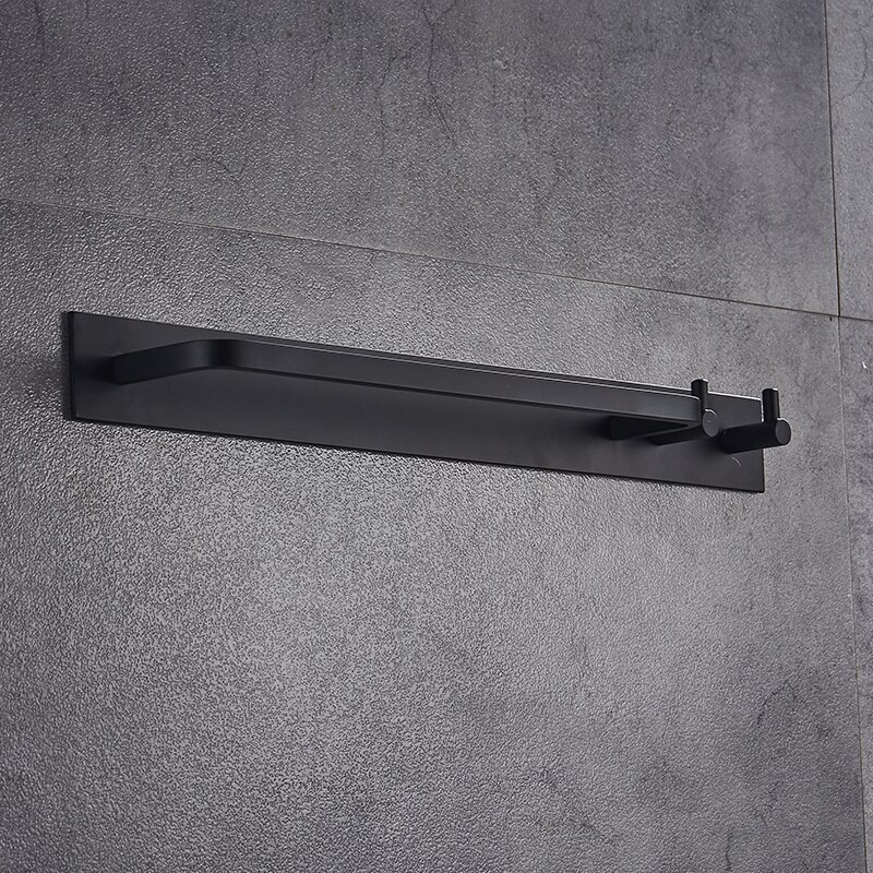 Handdoekrekken voor in de badkamer met haak, zwart, aan de muur gemonteerd, schroefloze installatie, slaapkamer, woonkamer, plankorganizer, rij haak
