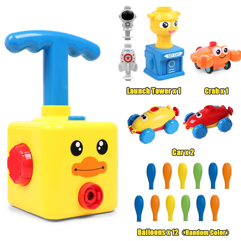 Kinderen Leuke Auto Inertiële Power Ballon Speelgoed Jongen Kikker Eend Model Educatief Wetenschap Experiment Speelgoed Voor Kid: YELLOW