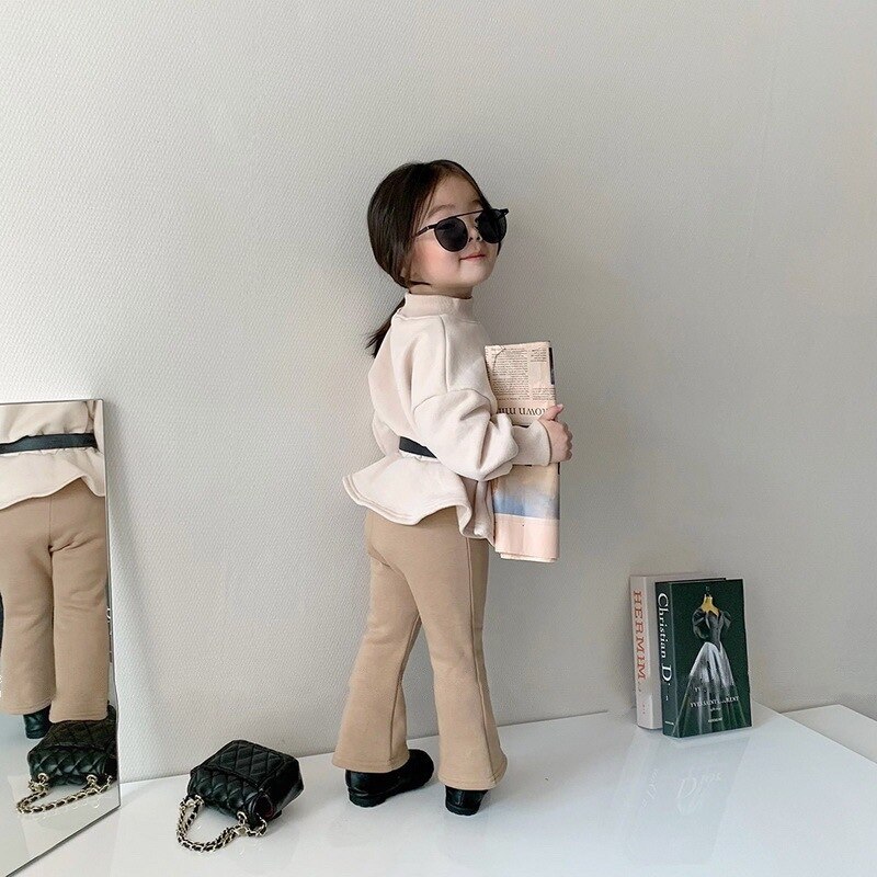 Herfst Winter Meisjes Mode Flare Broek Kinderen Warme Fleece Broek