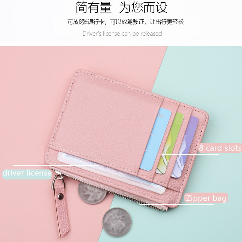 Ultra-Thin Card Holder Coin Purse Zipper Card Holder Candy-Colored Bank Card Holder Multifunctional Portable Card Holder