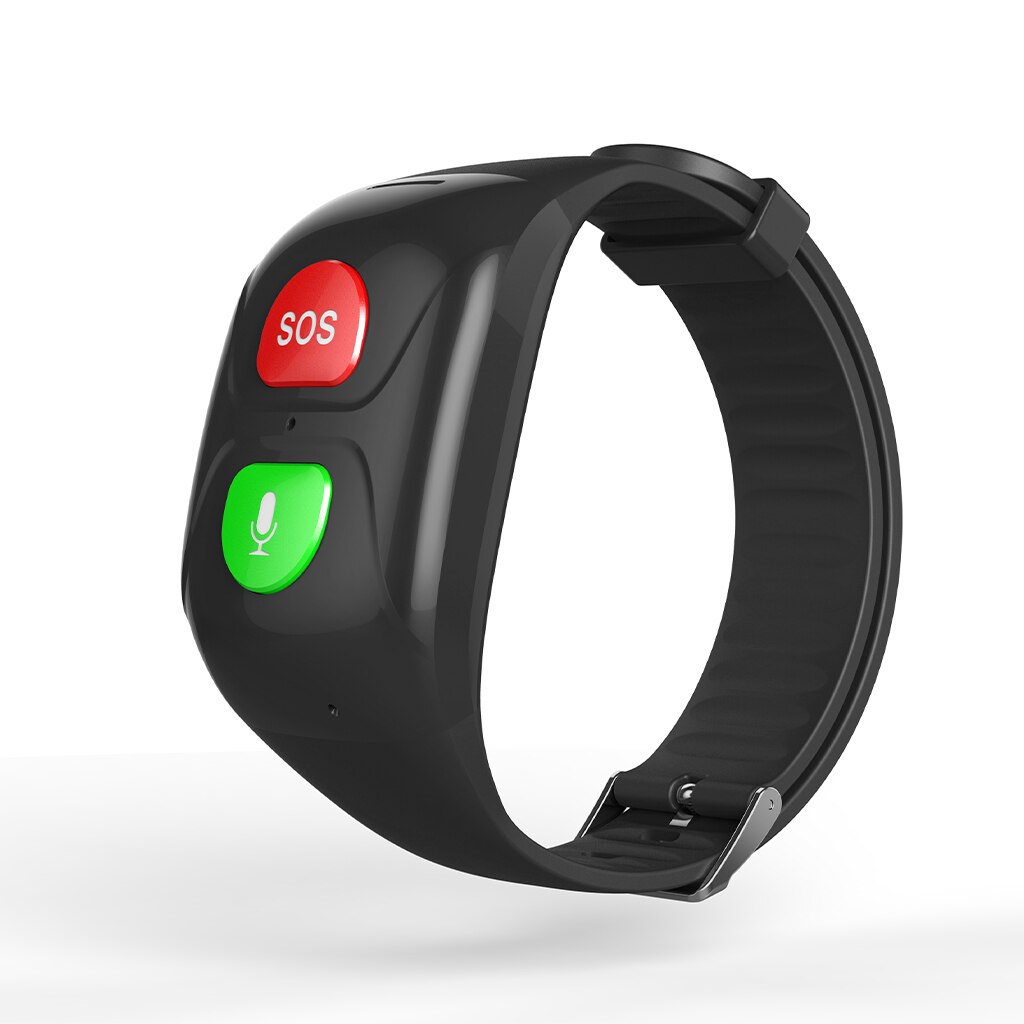 Vattentät sos smart armband blodtryck sömn övervakning gps positionering fitness tracker för äldre: Svart
