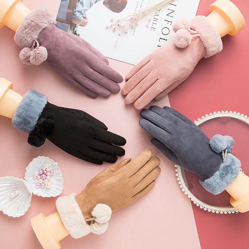 luxe daim gants mitaines doigt complet mitaines droite Index doigt écran gant velours épais femmes hiver