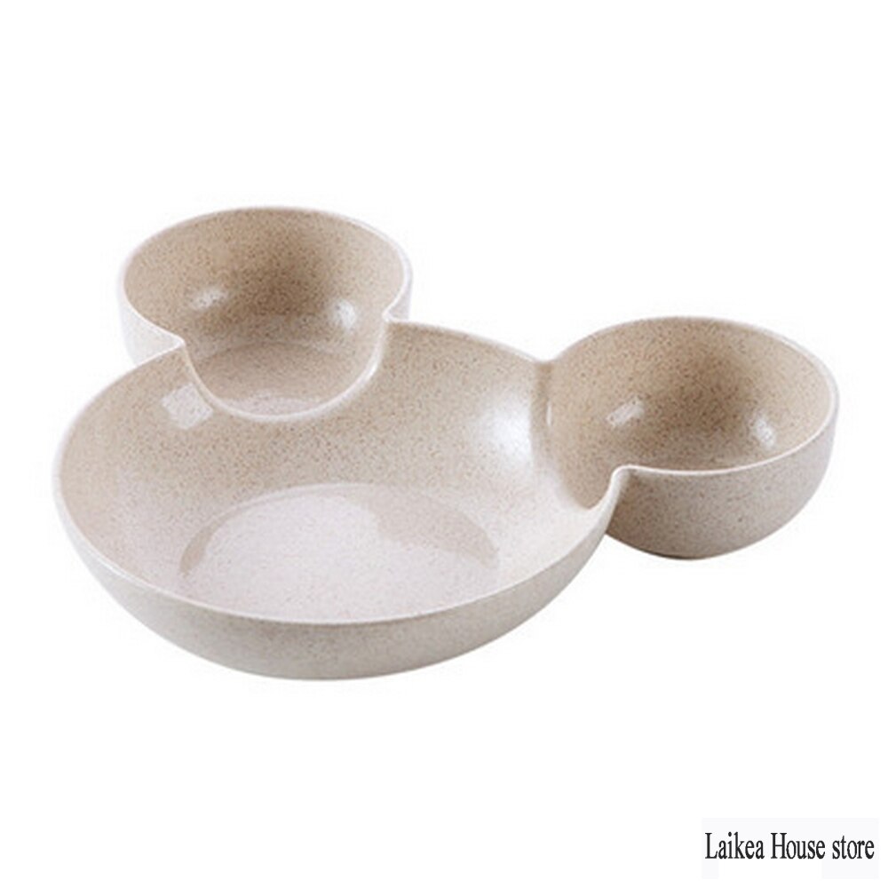 Assiette à dîner en paille pour enfants, dessin animé, vaisselle pour enfants fendue assiette à dîner, mignon et vaisselle ménagère assiette bébé assiette petit déjeuner: rosé Gris