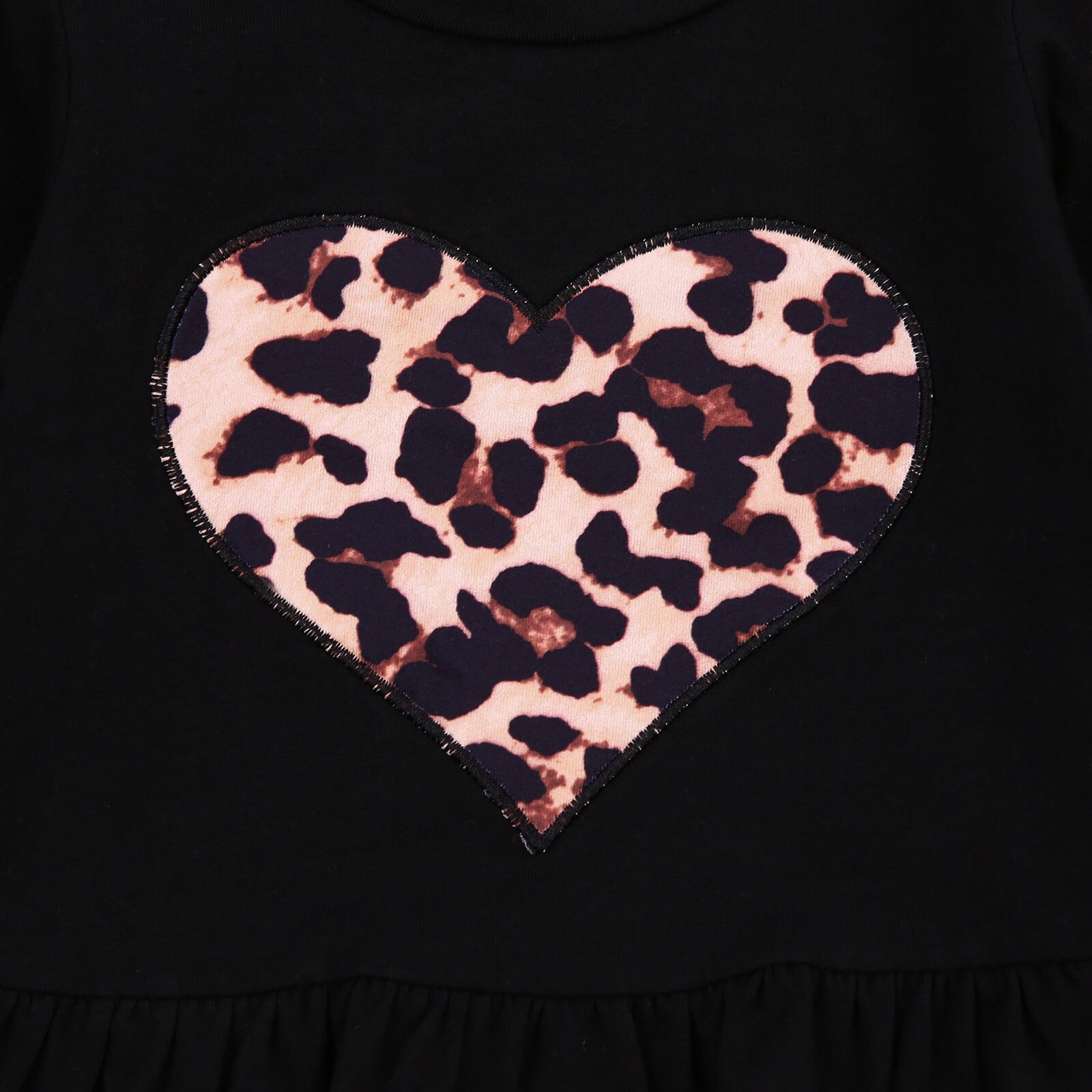 Tenues décontractées 2 pièces pour bébés filles, pull à manches longues à motif cœur et col rond + pantalon imprimé léopard