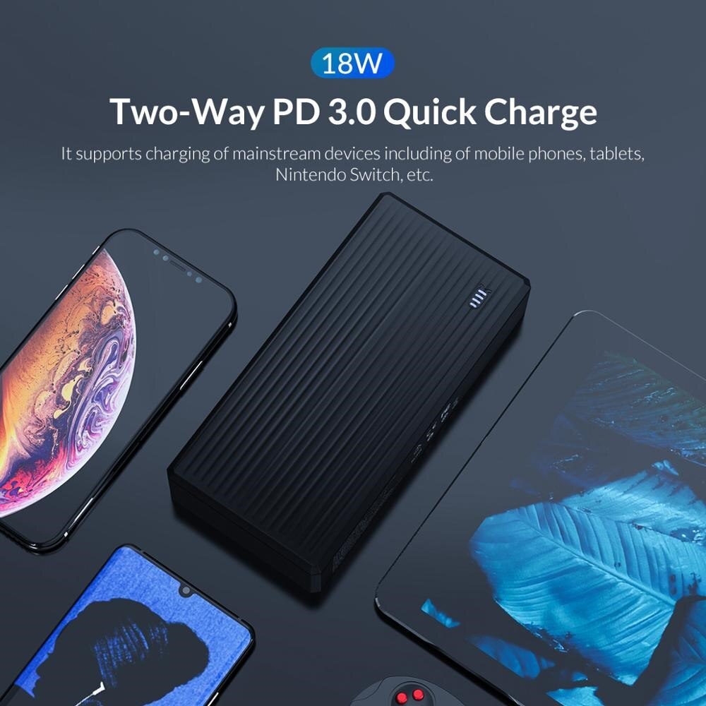 ORICO 30000mAh Portable Power Bank PD 18W Fast Charger Poverbank Mobile Phone External Battery Powerbank For IPhone 13