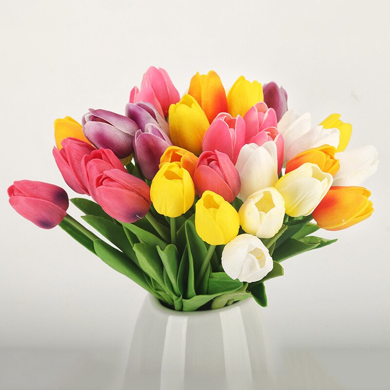 10 Pcs Kunstbloemen Tulpen Bloem Kunstmatige Boeket Nep Bloem Bruidsboeket Versieren Bloemen voor Bruiloft Home Decor