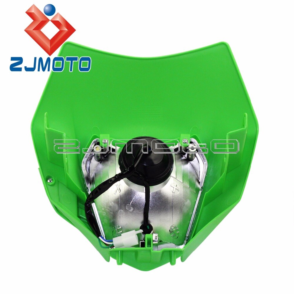 Groene Motocross Supermoto Koplamp Kuip Voor Kawasaki Klx 110 125 150 Kx 450 Kdx Kle Klr 250 Off Road Dirt fiets Koplamp