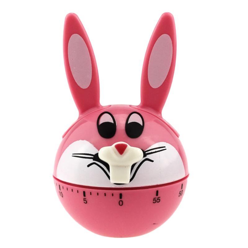 Mechanical Cartoon Timer Kitchen Cooking Counter Manual Time Reminder Home Kitchen Tool (Pink)