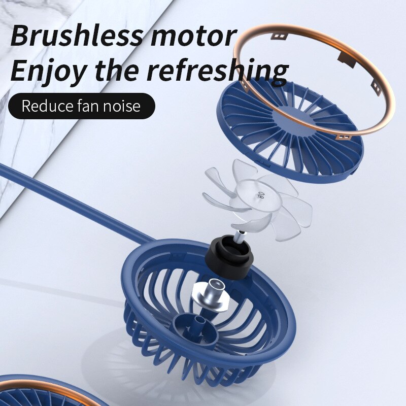 Mini USB Portable Fan Hands-free Neck Fan Rechargeable Battery Small Portable Sports Fan 2000mA Desk Hand Air Conditioner cooler