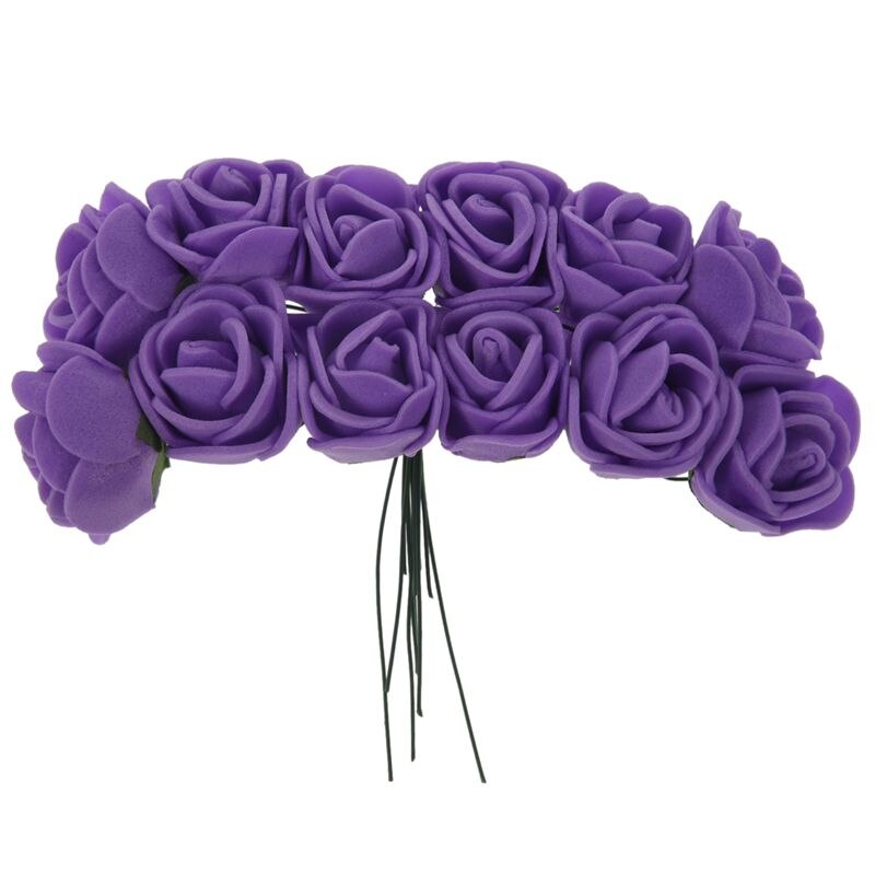144 stk 2cm pe rose skum mini blomsterbukett ensfarget/bryllupspynt lilla: Lilla