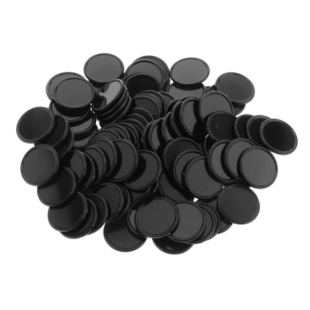 Set of 100 1 Inch Plastic Learning Counting Counters Game Tokens Mini Poker Chips: Black