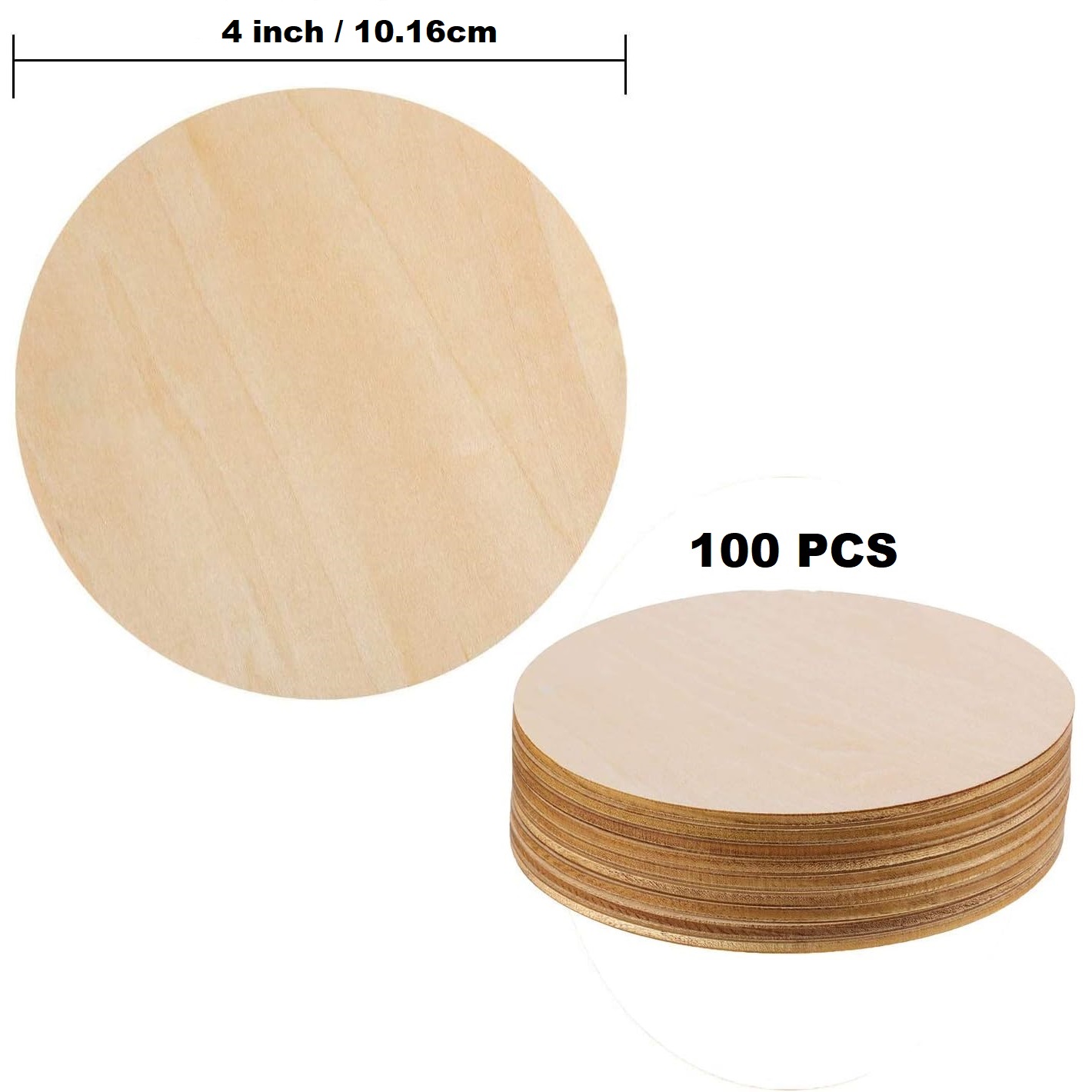 100 Pcs Round Wooden Disc Cutouts Blank Round Wood Circle Slices for DIY Crafts Engraving, Coasters, Home Decor(4mm Thickness): Teak