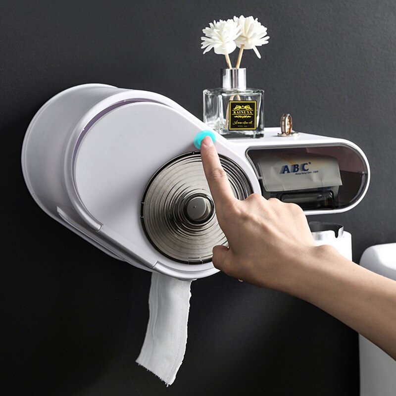 Badkamer Toiletrolhouder Tissue Doos Met Asbak Plastic Wc Dispenser Wall Mounted Tissue Opbergdoos Gratis Ponsen