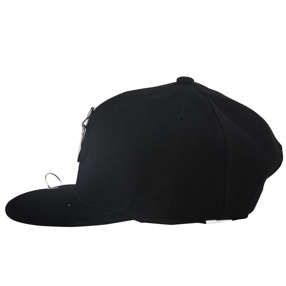 Casquette de Baseball Hip Hop | Noire, écharpe latérale, chaîne Punk Rock Style Piercing, anneau de Sport, respirant os Masculino crâne Jazz papa