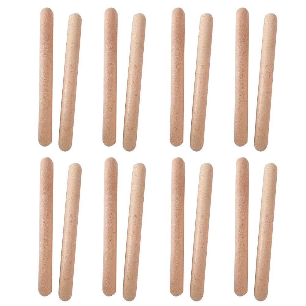 8 pares principiante clásica instrumento Orff de la escuela en casa Claves musicales baquetas de ritmo Natural madera Accesorios