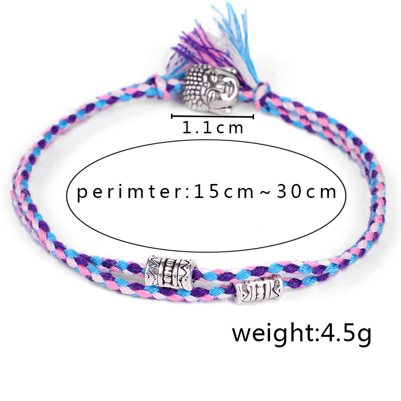 Pulseras y brazaletes de hilo de amuleto tejido con cabeza de Buda tibetana para mujeres y hombres, pulsera de amistad con dije de Buda de cuerda hecha a mano,