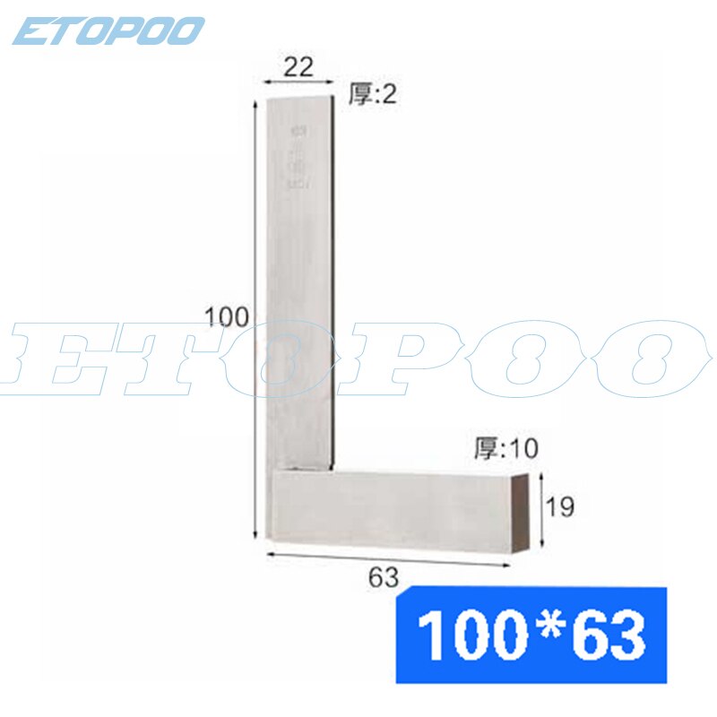 90 Degree Right Angle Engineer Set Precision Ground Steel Hardened Angle Ruler Measurement Tool: 100X63mm