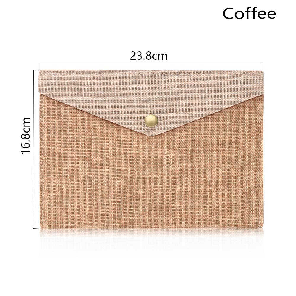 1PC Simple A4/A5 Big Capacity Document Bag Imitation Linen Canvas Felt File Bag Briefcase File Folders Office Supply: S coffee