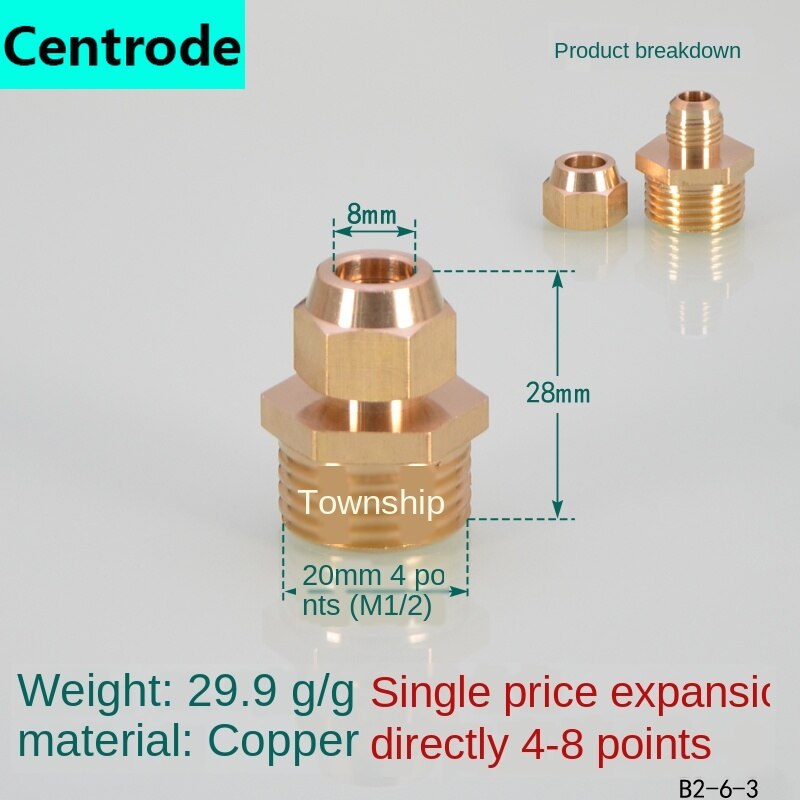 Pipe Fittings Outer wire flaring direct copper pipe expansion 1/8IN 1/4IN 3/8IN 1/2IN expansion 6/8/10/12/14/16mm pipe joint: 4 x 8mm