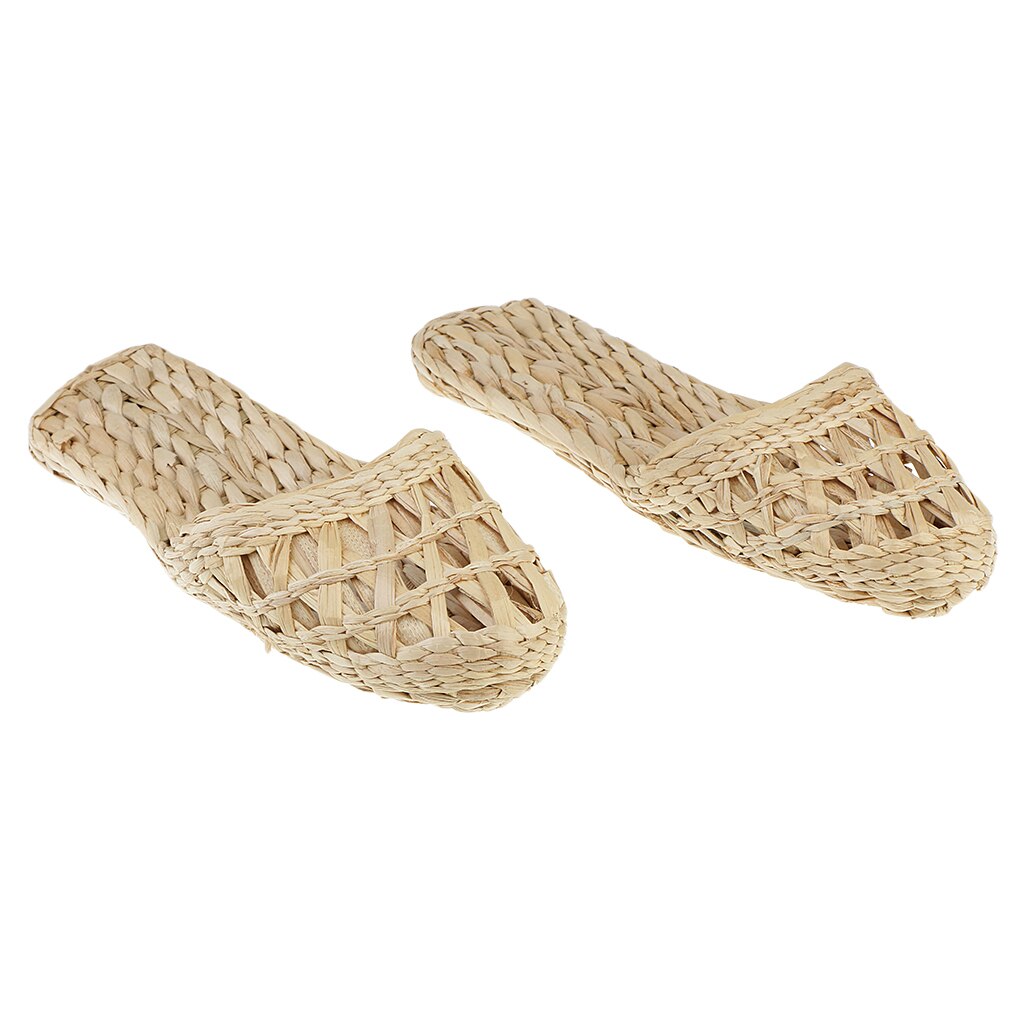 1 paar Handgemachte Stroh Rattan Gestrickte Hausschuhe Sommer Sandalen Flache Sandale Pantoffel Radom Schiff